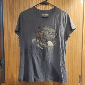 Harley Davidson Live to Ride Swoop neck Short Sleeve Top Lg